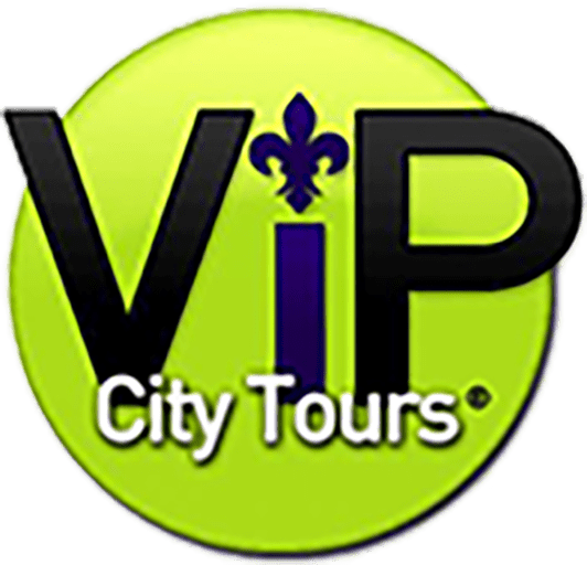Logo with 'ViP City Tours' on a green circle, fleur-de-lis above 'i'.